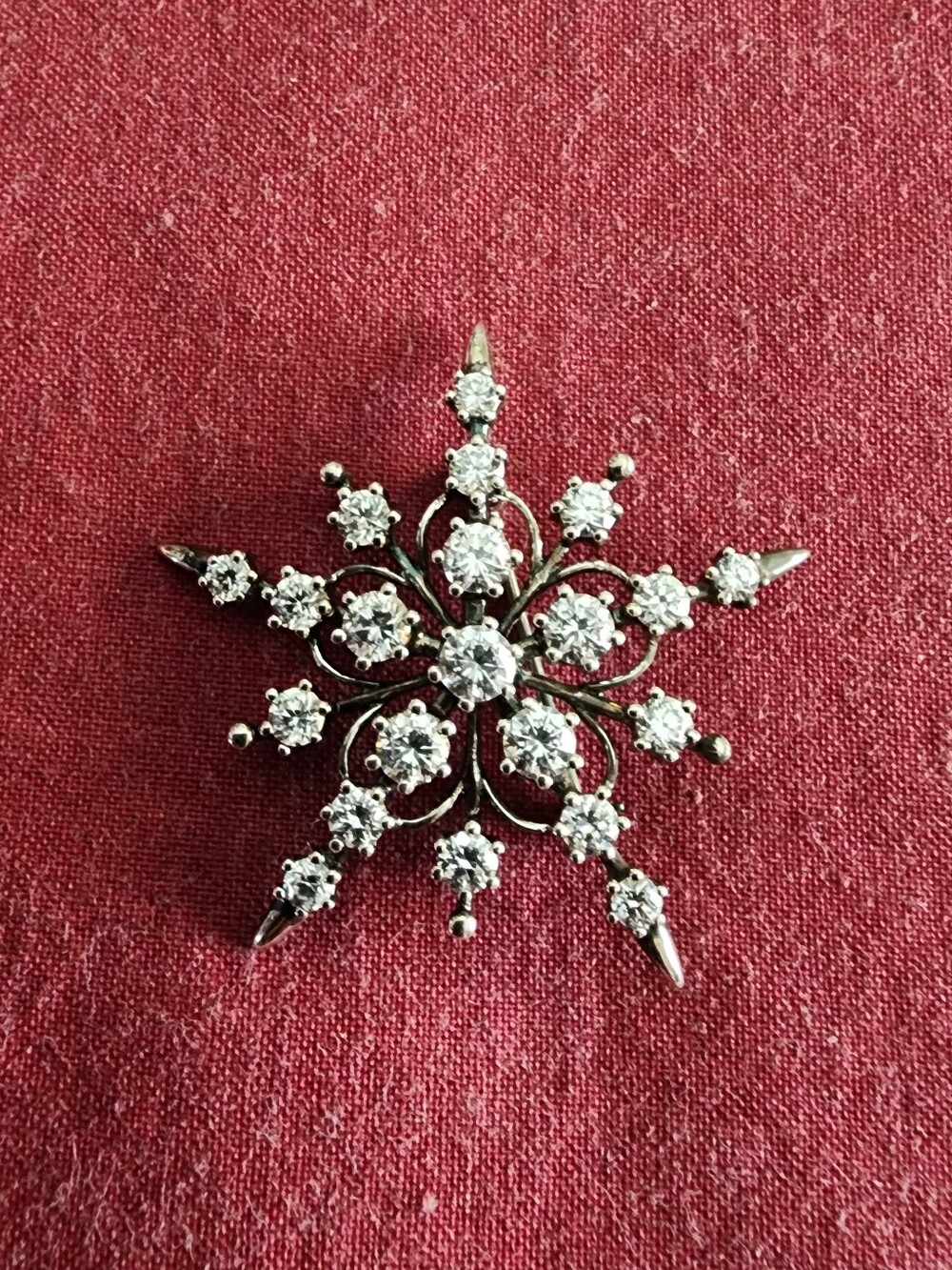 925 Sterling Silver Star Snowflake Brooch